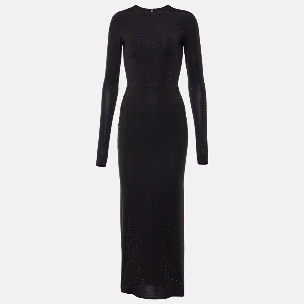 Alex Perry Crystal Embellished Jersey Maxi Dress Black